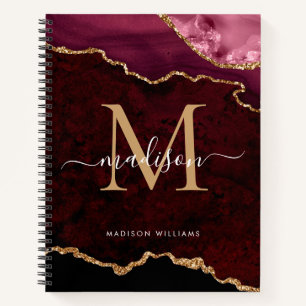 Cuaderno Monograma de geode del Purpurina de oro moderno de