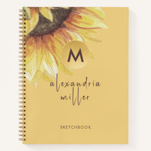 Cuaderno Monograma de girasol acuarela de Sketchbook