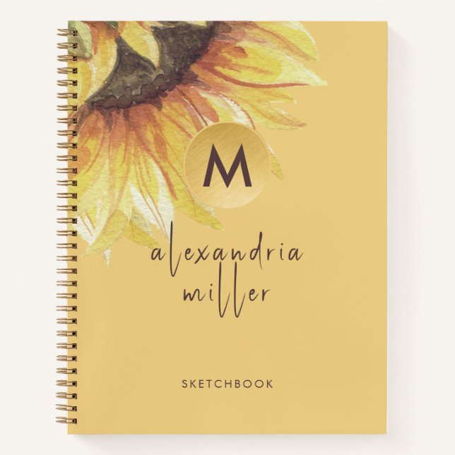 Cuaderno Monograma de girasol acuarela de Sketchbook (Anverso)