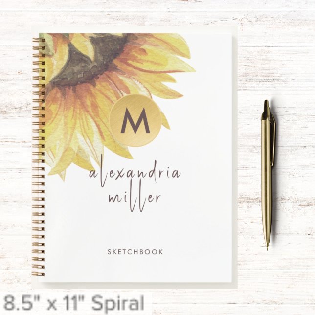 Cuaderno Monograma de girasol acuarela de Sketchbook (Subido por el creador)