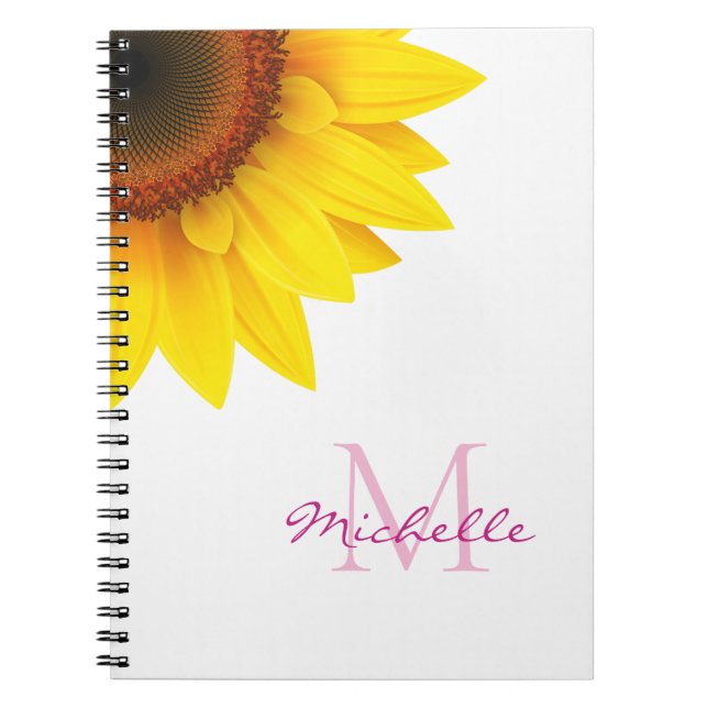Cuaderno Monograma de girasol personalizado (Frente)