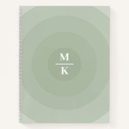Cuaderno Monograma de gradiente de círculo Minimalista verd