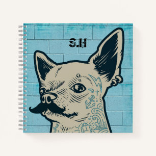 Cuaderno Monograma de Graffiti de Chihuahua con Bigote