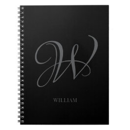 Cuaderno Monograma de gris negro personalizado inicial