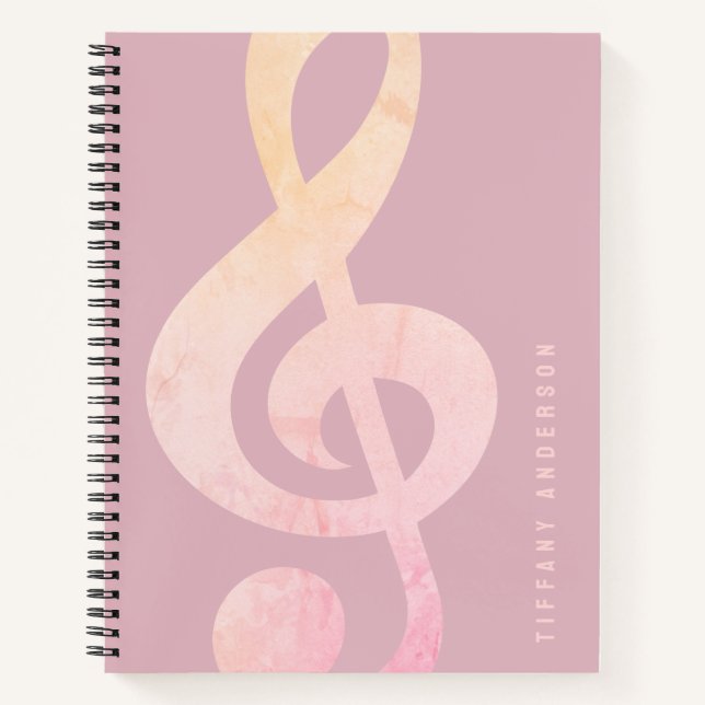 Cuaderno Monograma de Guay Rustic Pink Grunge Music (Anverso)