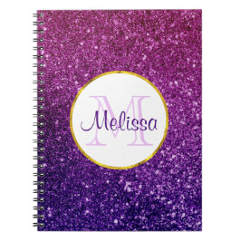 Cuaderno Monograma de guijarros Purpurinas de esparcido ros