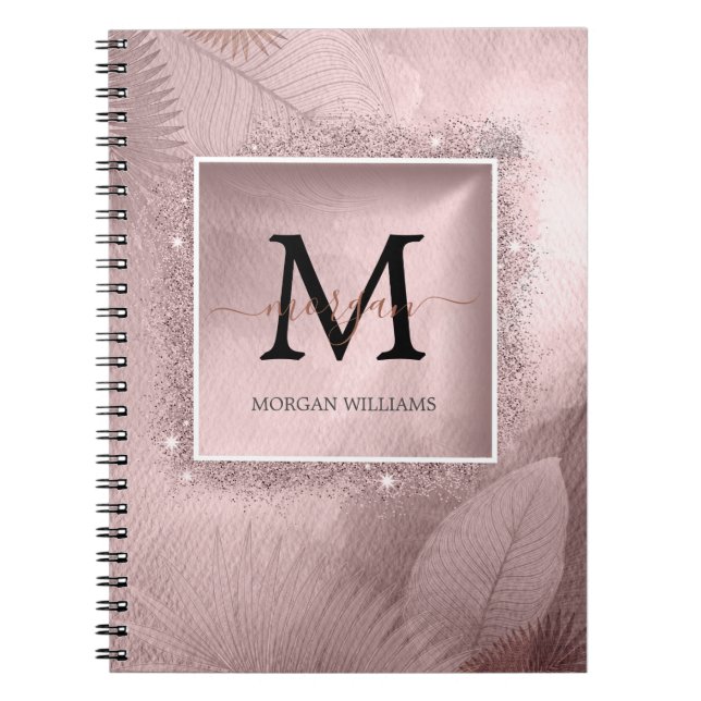 Cuaderno Monograma de guión dorado de Rosa (Frente)