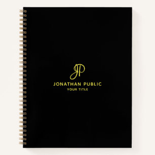Cuaderno Monograma de guión dorado profesional inicial