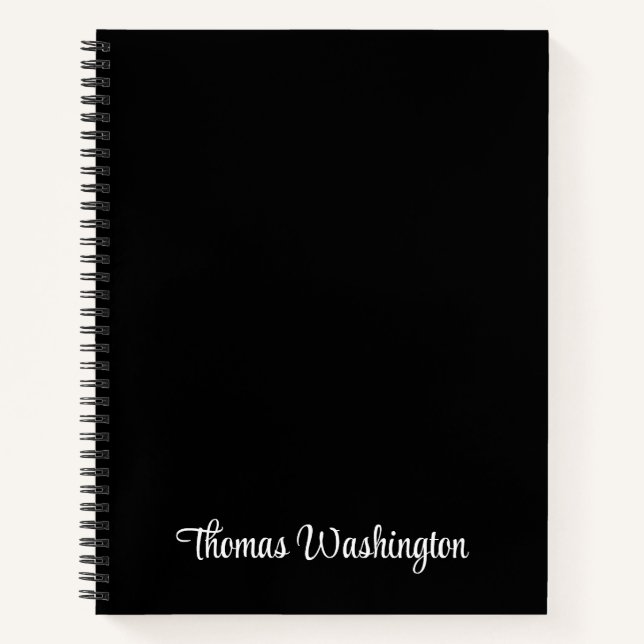 Cuaderno Monograma de guión elegante negro (Anverso)