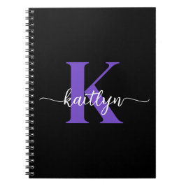 Cuaderno Monograma de guión morado negro
