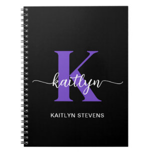 Cuaderno Monograma de guión morado negro
