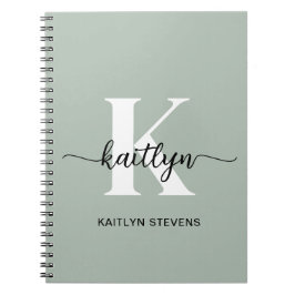 Cuaderno Monograma de guión Verde Salvia