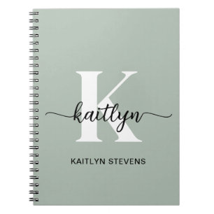 Cuaderno Monograma de guión Verde Salvia