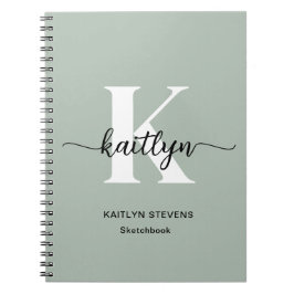 Cuaderno Monograma de guión Verde Salvia