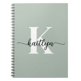 Cuaderno Monograma de guión Verde Salvia