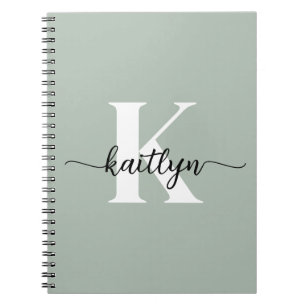 Cuaderno Monograma de guión Verde Salvia