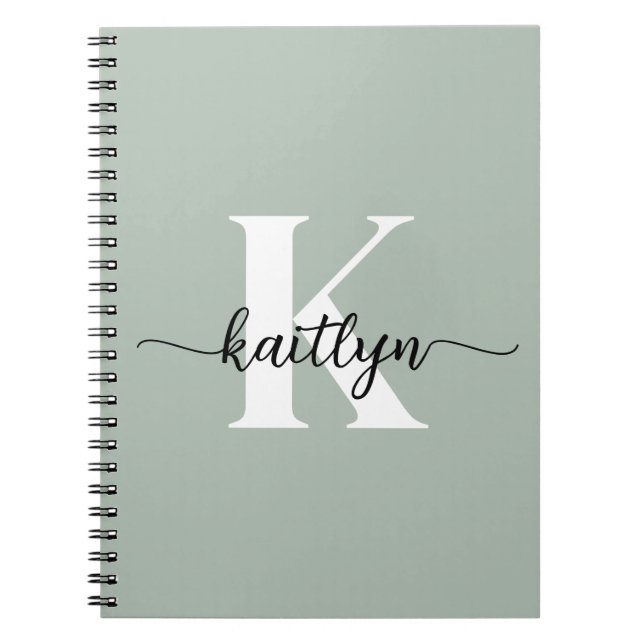 Cuaderno Monograma de guión Verde Salvia (Frente)