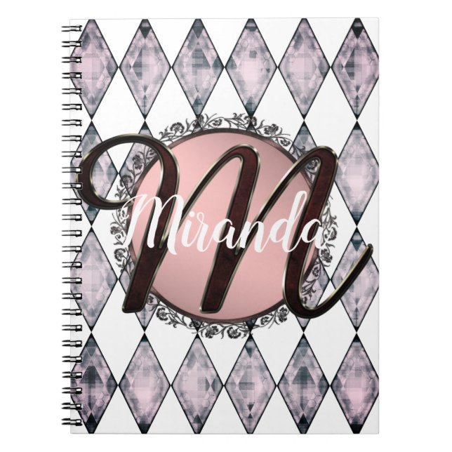 Cuaderno Monograma de Harlequin Rubor rosa (Frente)