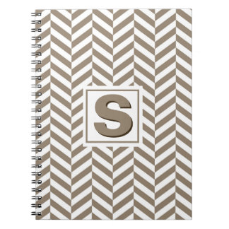 Cuaderno Monograma de Herringbone Blanco Tan