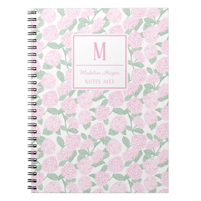 Cuaderno Monograma de hipoglucemia rosa y verde (Frente)