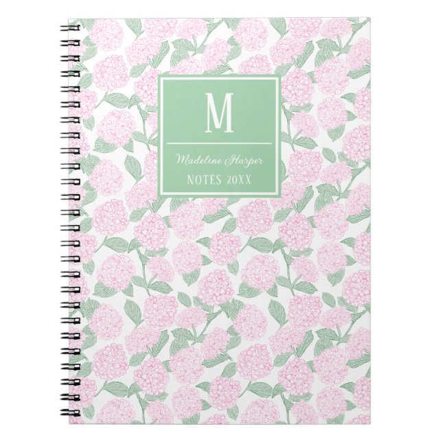 Cuaderno Monograma de hipoglucemia rosa y verde (Frente)