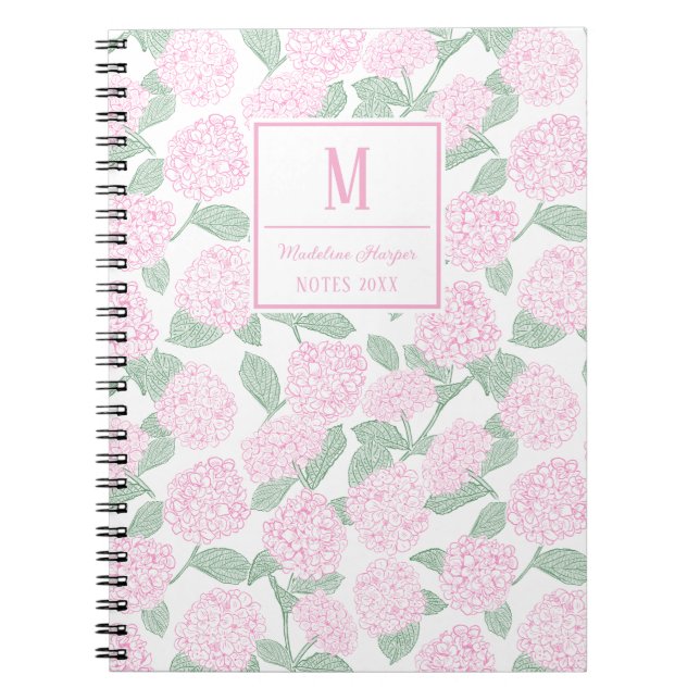 Cuaderno Monograma de hipoglucemia rosa y verde (Frente)