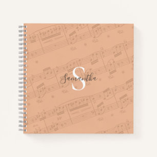 Cuaderno Monograma de hoja de música de Peach
