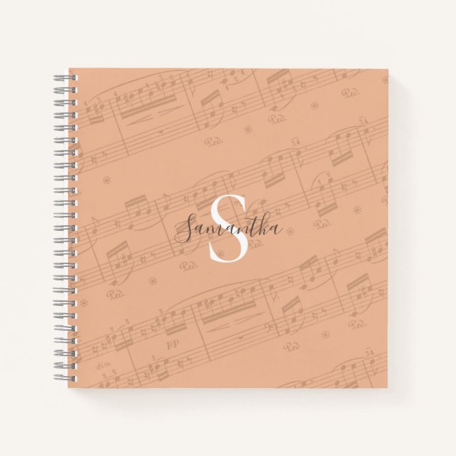 Cuaderno Monograma de hoja de música de Peach (Anverso)