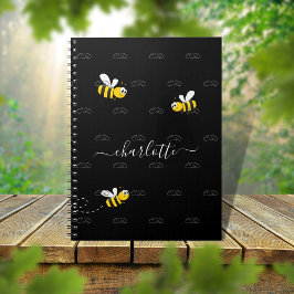 Cuaderno Monograma de humor divertido de verano de abejas c