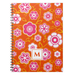 Cuaderno Monograma de impresión de andana floral