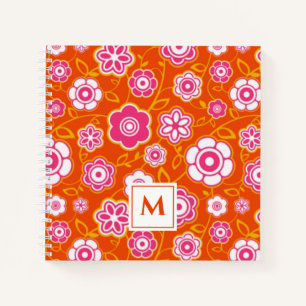 Cuaderno Monograma de impresión de andana floral