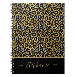 Cuaderno Monograma de impresión de animales Leopardo, Purpu