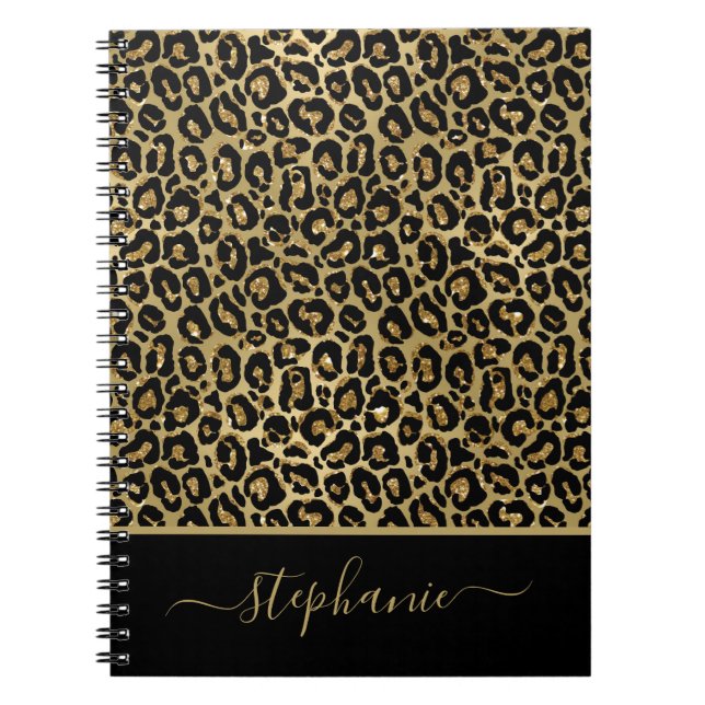 Cuaderno Monograma de impresión de animales Leopardo, Purpu (Frente)