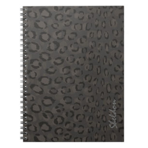 Cuaderno Monograma de impresión de chita gris negro de Guay