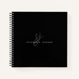 Cuaderno Monograma de Iniciales de Letra Script Minimalista