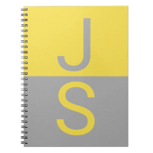 Cuaderno Monograma de iniciales modernas amarillas y grises