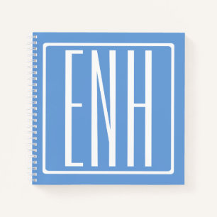 Cuaderno Monograma de iniciales modernas en negrita 3 Azu