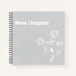 Cuaderno Monograma de jubilación acuarela rosa azul blanco