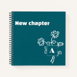 Cuaderno Monograma de jubilación acuarela rosa azul blanco