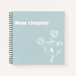 Cuaderno Monograma de jubilación acuarela rosa azul blanco