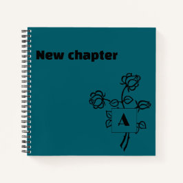 Cuaderno Monograma de jubilación acuarela rosa azul verde
