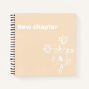 Cuaderno Monograma de jubilación acuarela rosa beige blanco