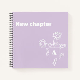 Cuaderno Monograma de jubilación acuarela rosa lavanda blan