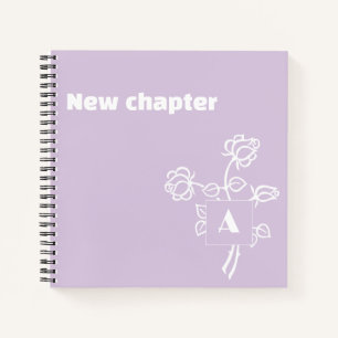 Cuaderno Monograma de jubilación acuarela rosa lavanda blan