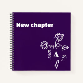 Cuaderno Monograma de jubilación acuarela rosa púrpura blan