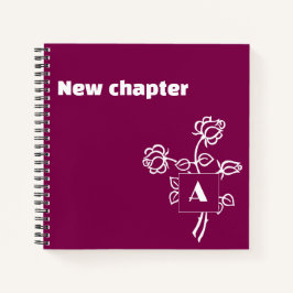 Cuaderno Monograma de jubilación acuarela rosa rojo blanco