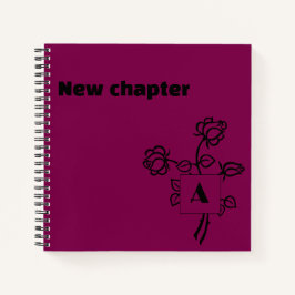 Cuaderno Monograma de jubilación acuarela rosa rojo negro