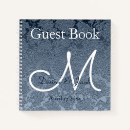 Cuaderno Monograma de la boda elegante azul turbio