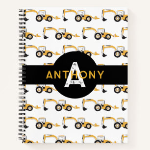 Cuaderno Monograma de la camioneta de construcción Backhoe 