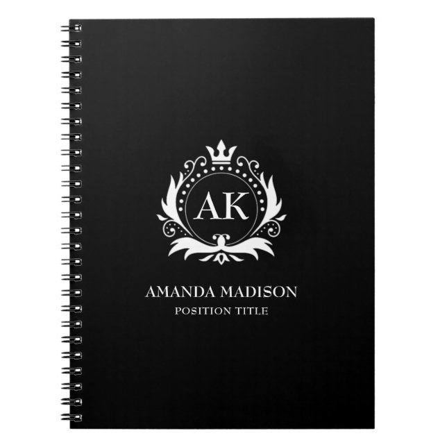 Cuaderno Monograma de la corona de lujo blanca (Frente)